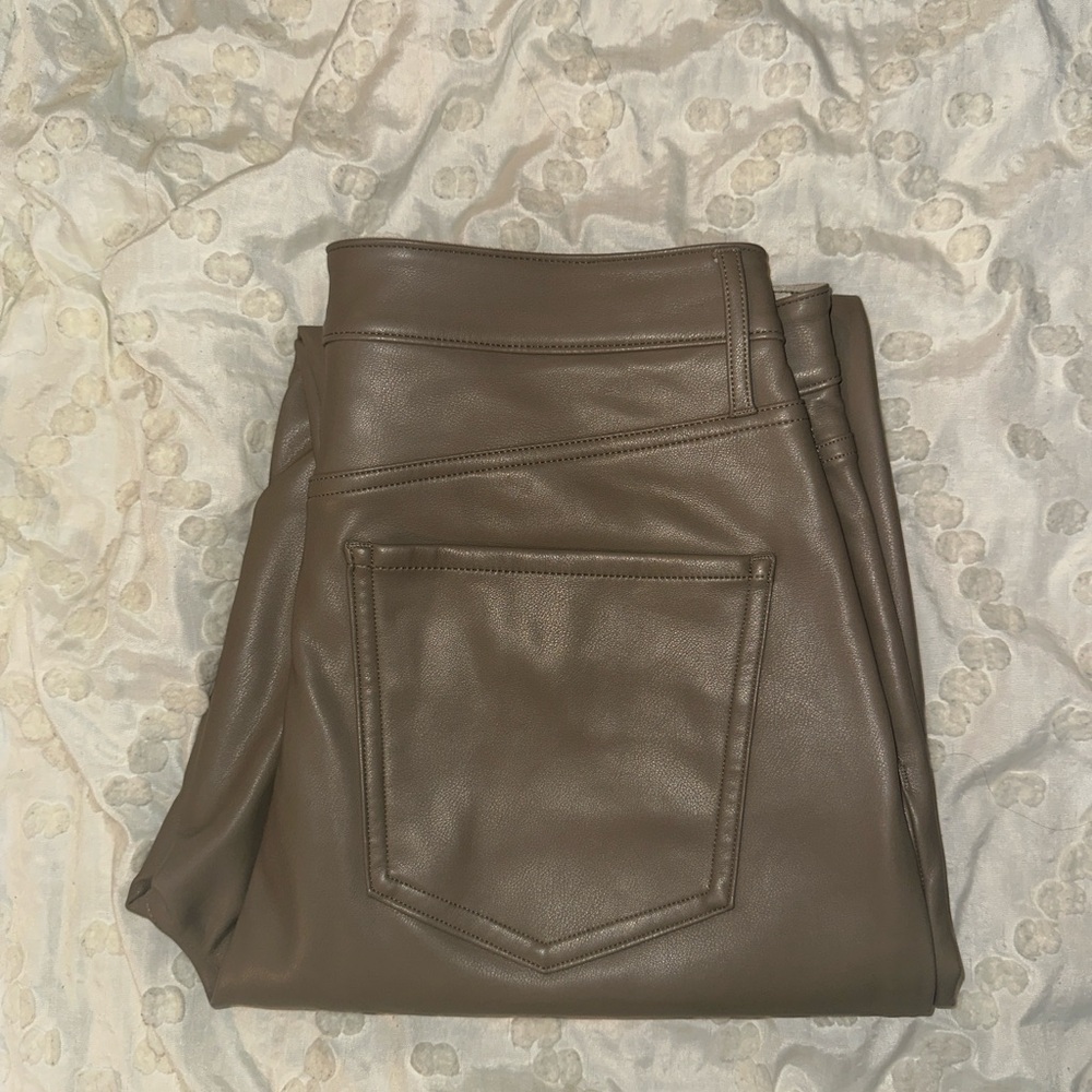 Express Brown Leather Straight Leg Women Jeans